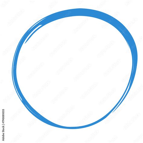 Blue Circle Drawing Pen Highlight Hand Drawn Circle Isolated On White