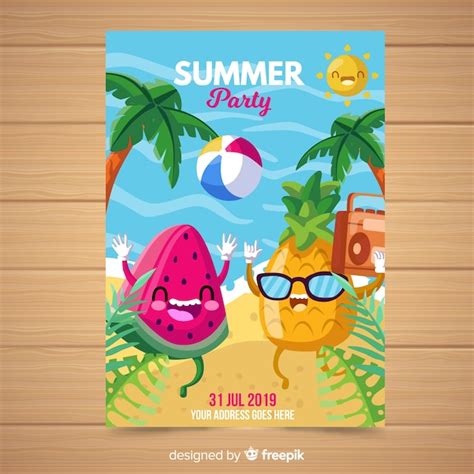 Free Vector Hand Drawn Summer Party Poster