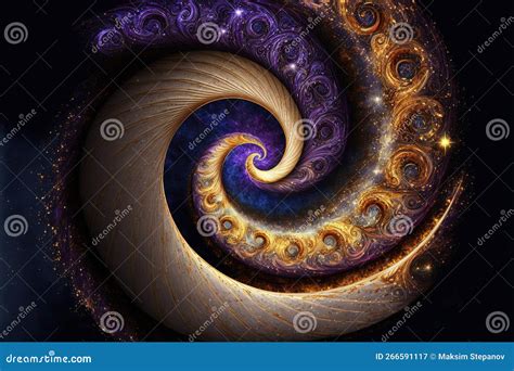 Abstract Golden Spiral On Dark Background Golden Ration Concept