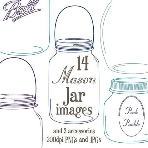 Mason Jars Clipart Clip Art Commercial And Personal Use Etsy Mason