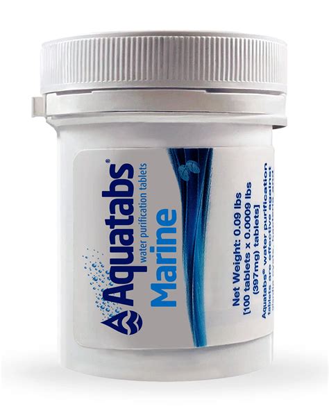 Aquatabs Marine Water Purification Tablets for Drinking - 397mg 100 Count Tub - Portable Water ...