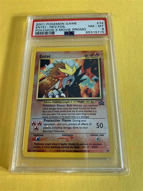 Psa 8 Entei Rev Foil Pokemon 3 Movie Promo 2001 Holo English Values