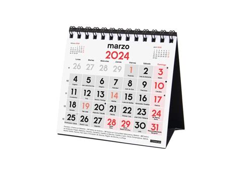 Calendario Neutro Sobremesa Números Grandes 2024 XXS 110x100 Mes Vista