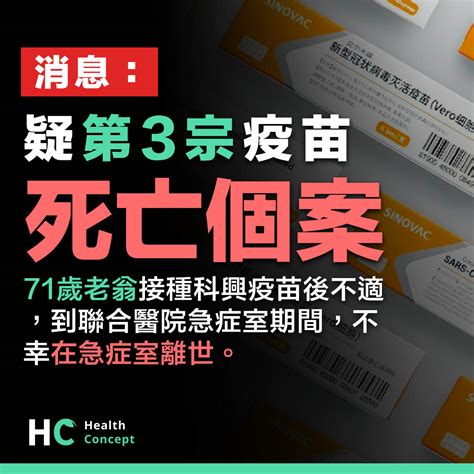 【新冠疫苗】消息：老翁接種科興疫苗後 到聯合醫院求診期間離世 Health Concept