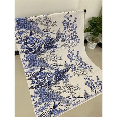 Jual Kain Batik Solo Merak Kembangan Nangkring Biru Shopee Indonesia