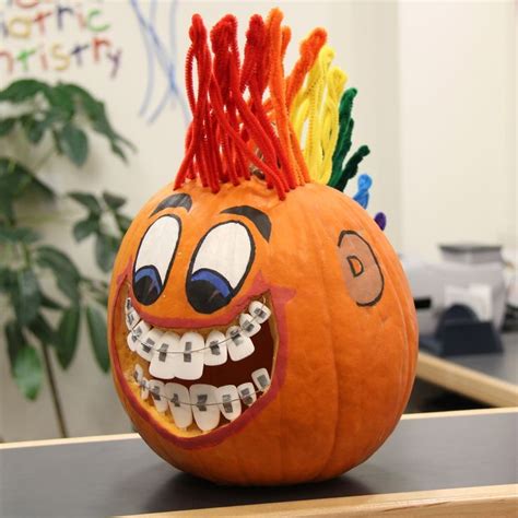 This Pumpkin Has Braces And A Mohawk Halloween Halloween Pumpkins Painted Halloween Pumpkin