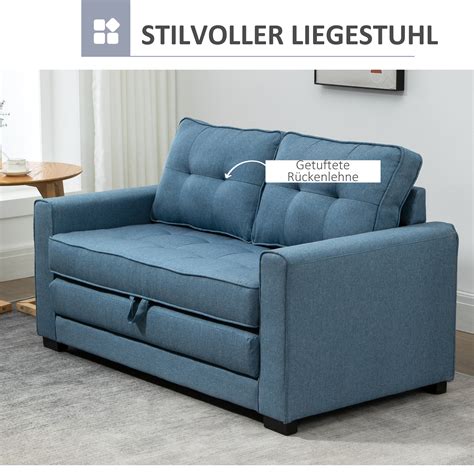 Schlafsofa Klappsofa 2 Sitzer Sofa Mit Schlaffunktion Leinen Touch Holz