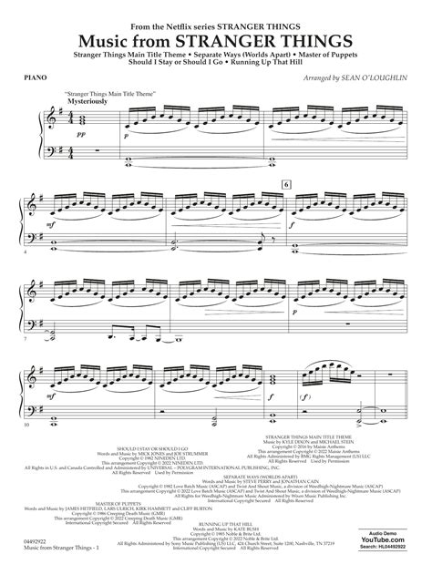 Music From Stranger Things Piano Sheet Music Sean O Loughlin