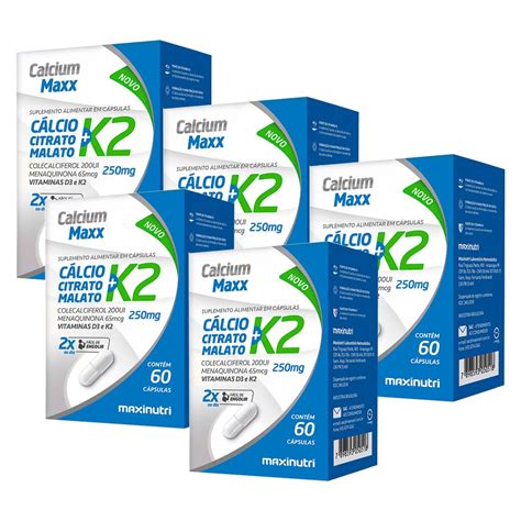 Calcium Maxx Vitamina K2 5x 60 Cápsulas Maxinutri Submarino