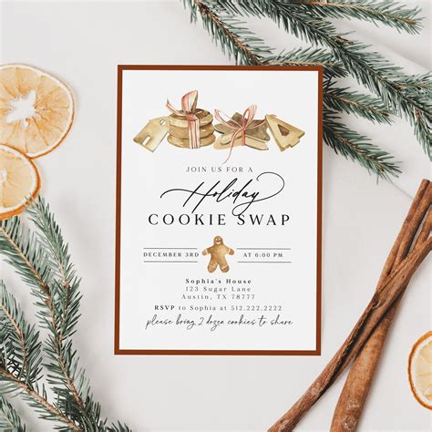 Holiday Cookie Swap Invitation Template Printable Christmas Etsy