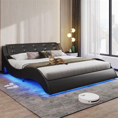 Buy Dictac Queen Bed Frame With Led Lights Modern Led Low Profile