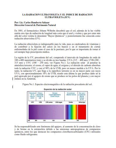 La Radiación Ultravioleta y el Índice de Radiación Ultravioleta