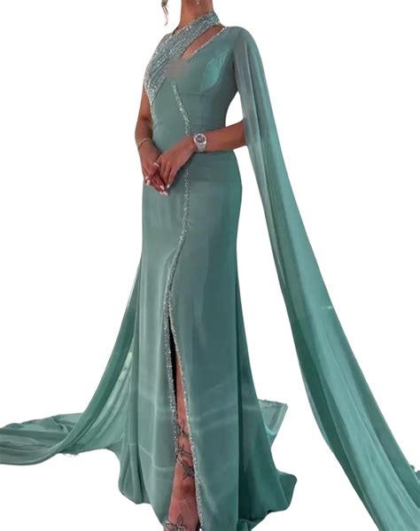 Turquoise Green Sequin Embellished Evening Party Dress m - Evening ...