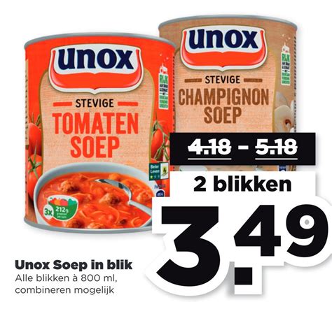 Unox Soep In Blik Aanbieding Bij Plus