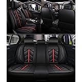 Flexzon Full Set Black Car Seat Covers Universal Deluxe Waterproof Pu