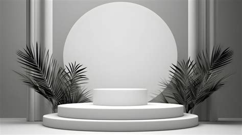 Abstract White 3d Room With Realistic White Cylinder Premium AI