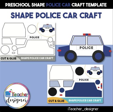 Shape Police Car Craft Cut And Glue Activity Car Craft Police