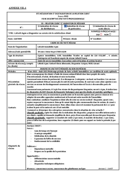 Fiche E Animation De R Seaux Partenaires Docx Alexia Annexe Vii