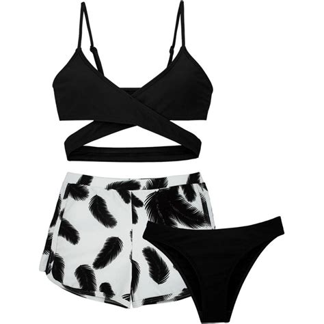 ZTKWD Girls Swimsuit 3 Piece Bathing Suits Tropical Floral Twist Cross Bikini Sets Girls