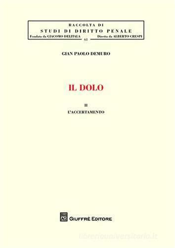 Il Dolo Vol 2 Di Gian Paolo Demuro Con Spedizione Gratuita