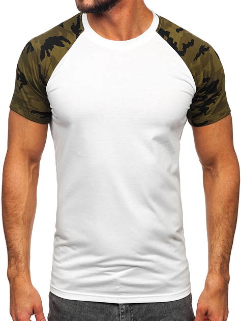 Bolf Herren T Shirt Weiß Camo 8T82