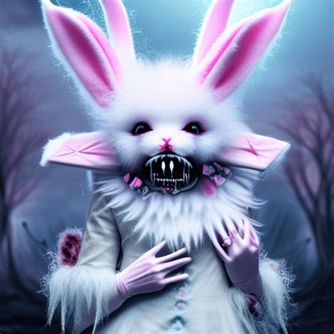 Blood Covered Evil White Rabbit In Fairytale Wonderland Horror