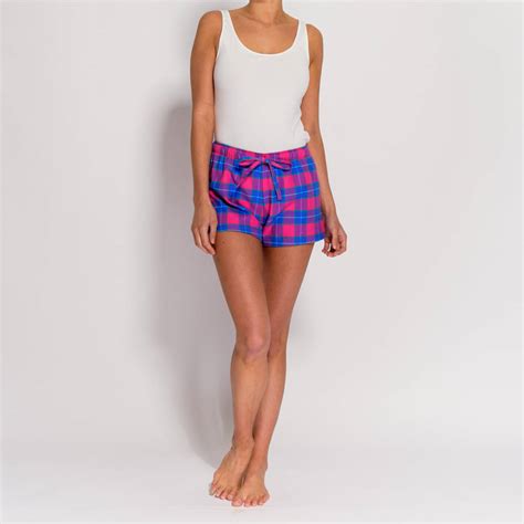 Womens Pyjama Shorts In Pink Tartan Flannel By British Boxers