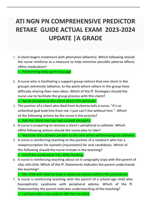 Ati Ngn Pn Comprehensive Predictor Retake Guide Actual Exam Update A