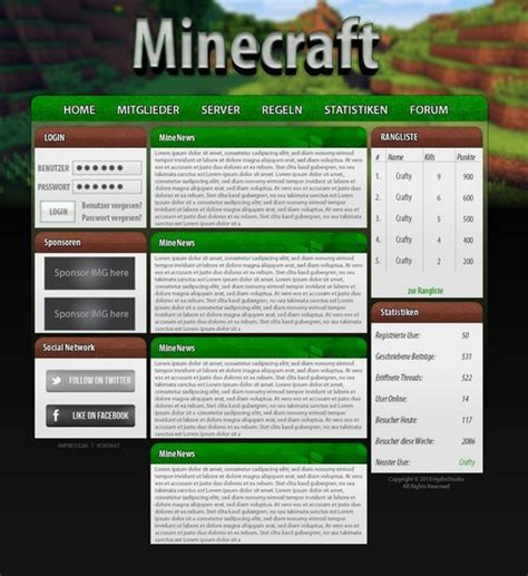 Free Minecraft Website PSD Template - TitanUI