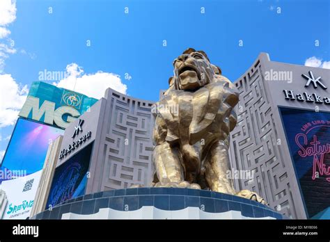 Las Vegas Nevada May 28 2018 The Famous Giant Golden Lion