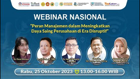 WEBINAR NASIONAL Peran Manajemen Dalam Meningkatkan Daya Saing