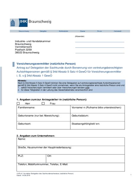 Ausf Llbar Online Versicherungsvermittler Natrliche Person Antrag Auf