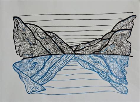 Halstatt reflection Drawing by Celina Prieto | Saatchi Art