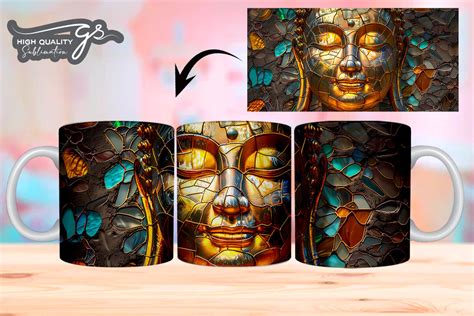 Stained Glass Buddha Mug Wrap Graphic By Glamousita Sublimation