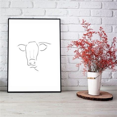 Cow Line Art Cattle Print Cow Print Abstract Cows Wall Etsy Cow Wall Decor Cow House Cow