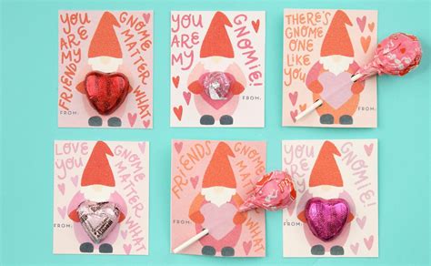 Valentines Day Printable Gnome Cards Sweet Red Poppy