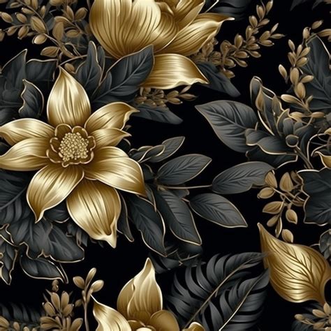 Premium Ai Image A Close Up Of A Black And Gold Floral Background