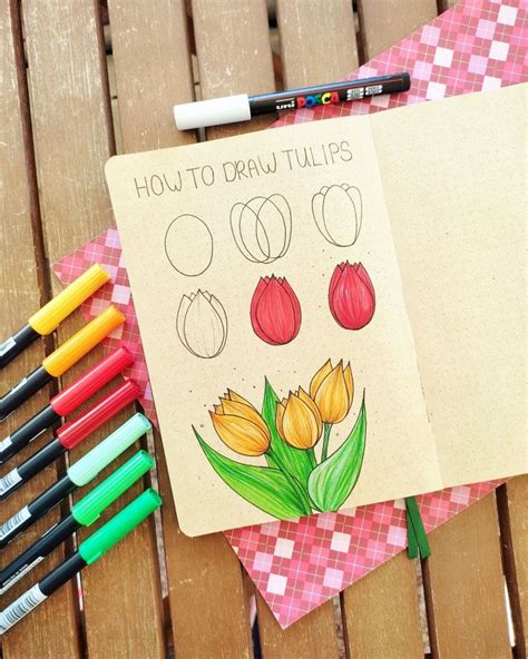 How To Draw Tulip With Tombow Markers