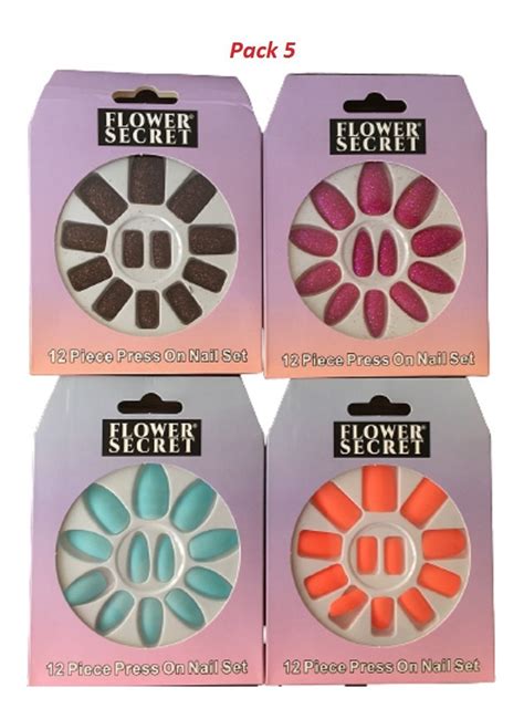 Set Uñas Postizas 4 Cajas De 12 Uñas C u Flower Secret Mercado Libre