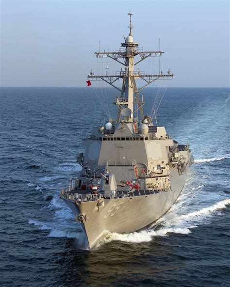 Aerial Port Bow View Of The US Navy USN Arleigh Burke Class Flight