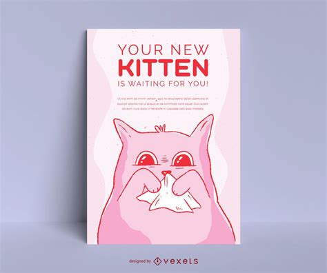 Cute Kitten Adoption Poster Design Vector Download