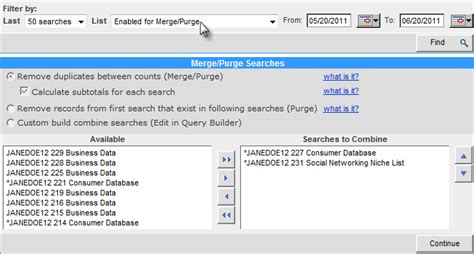 Mergepurge Searches