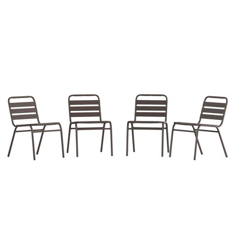 Carnegy Avenue Brown Aluminum Outdoor Dining Chair In Brown Set Of 4 Cga Tlh 526758 Br Hd The