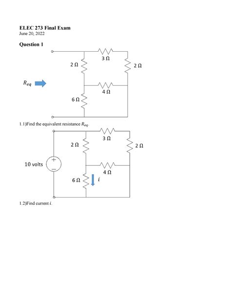 2022Final 2022 Final Exam W Solutions ELEC 273 Final Exam June 20