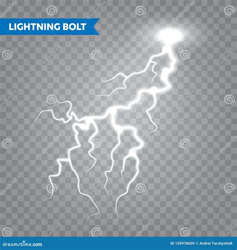 Realistic Lightning On Transparent Background Thunderstorm And