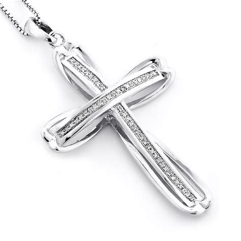 Small Sterling Silver Diamond Cross Pendant 0 09ct