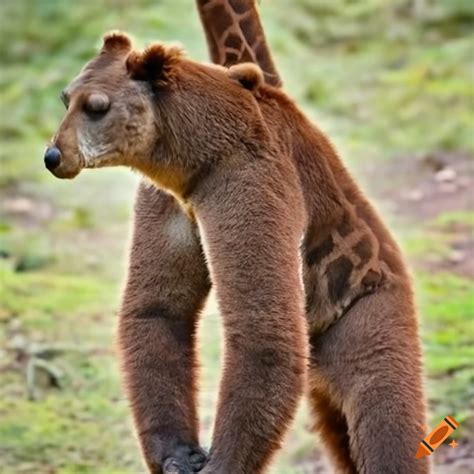 Bear And Giraffe Standing Together On Craiyon