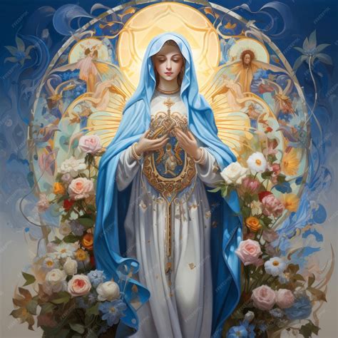 premium ai image artistic style  holy mother mary