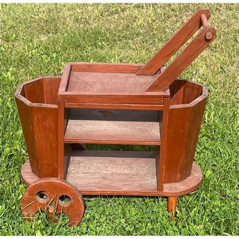 ROLLING WOODEN DECORATIVE GARDEN CART