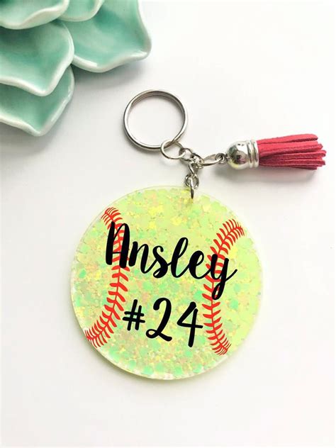 Softball Keychain Glitter Personalized Softball Team - Etsy